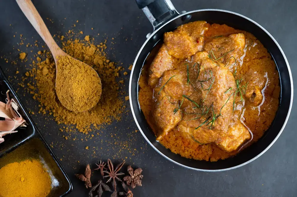 Kerala chicken curry with Kerala spices